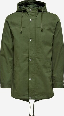 Parka di mezza stagione 'Alex' di Only & Sons in verde: frontale