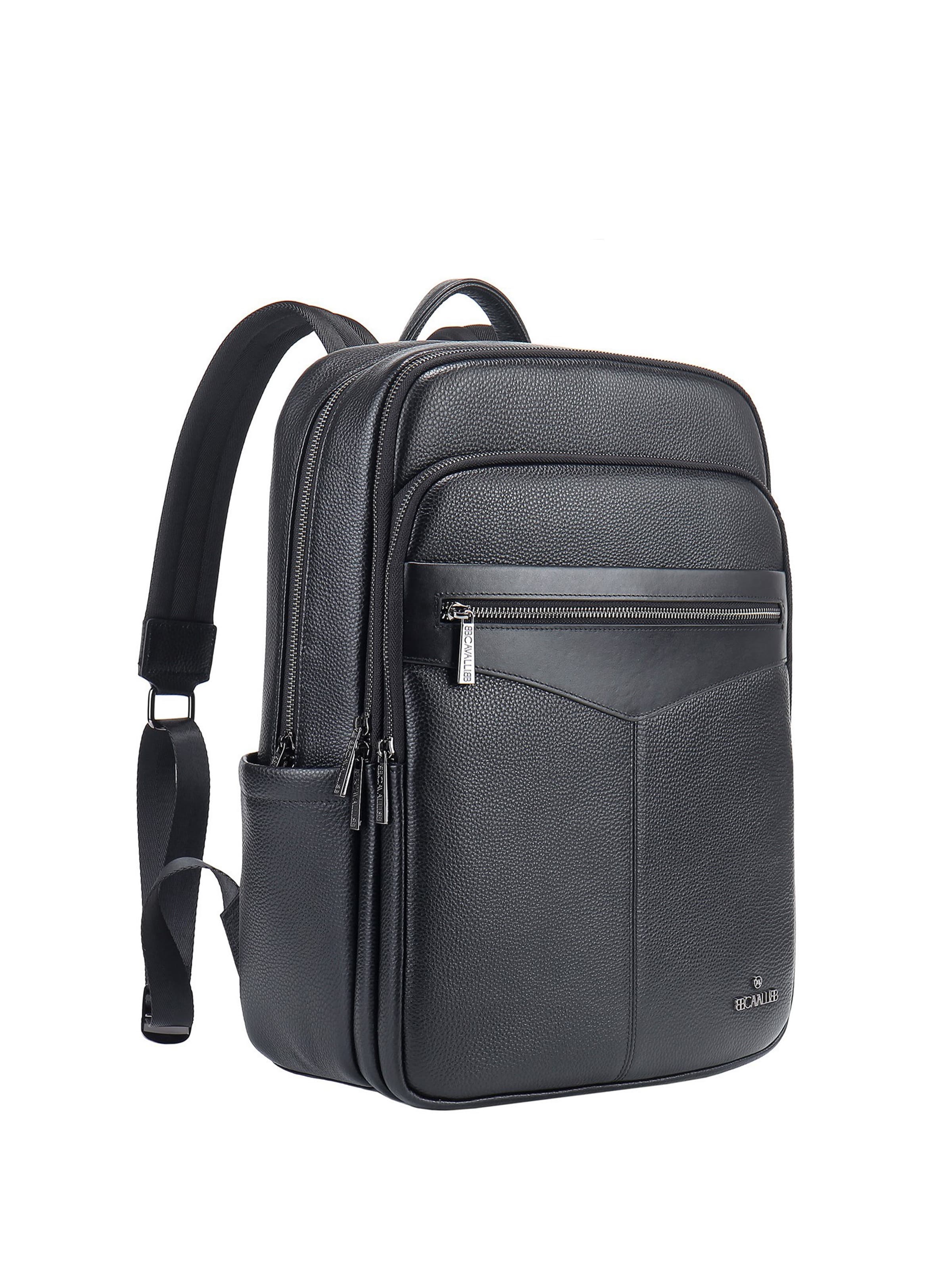 Zaino 'Zaino Unisex Vera Pelle - Chiusura Zip, Tasche Multiple, Manico Pelle' di B. Cavalli in nero