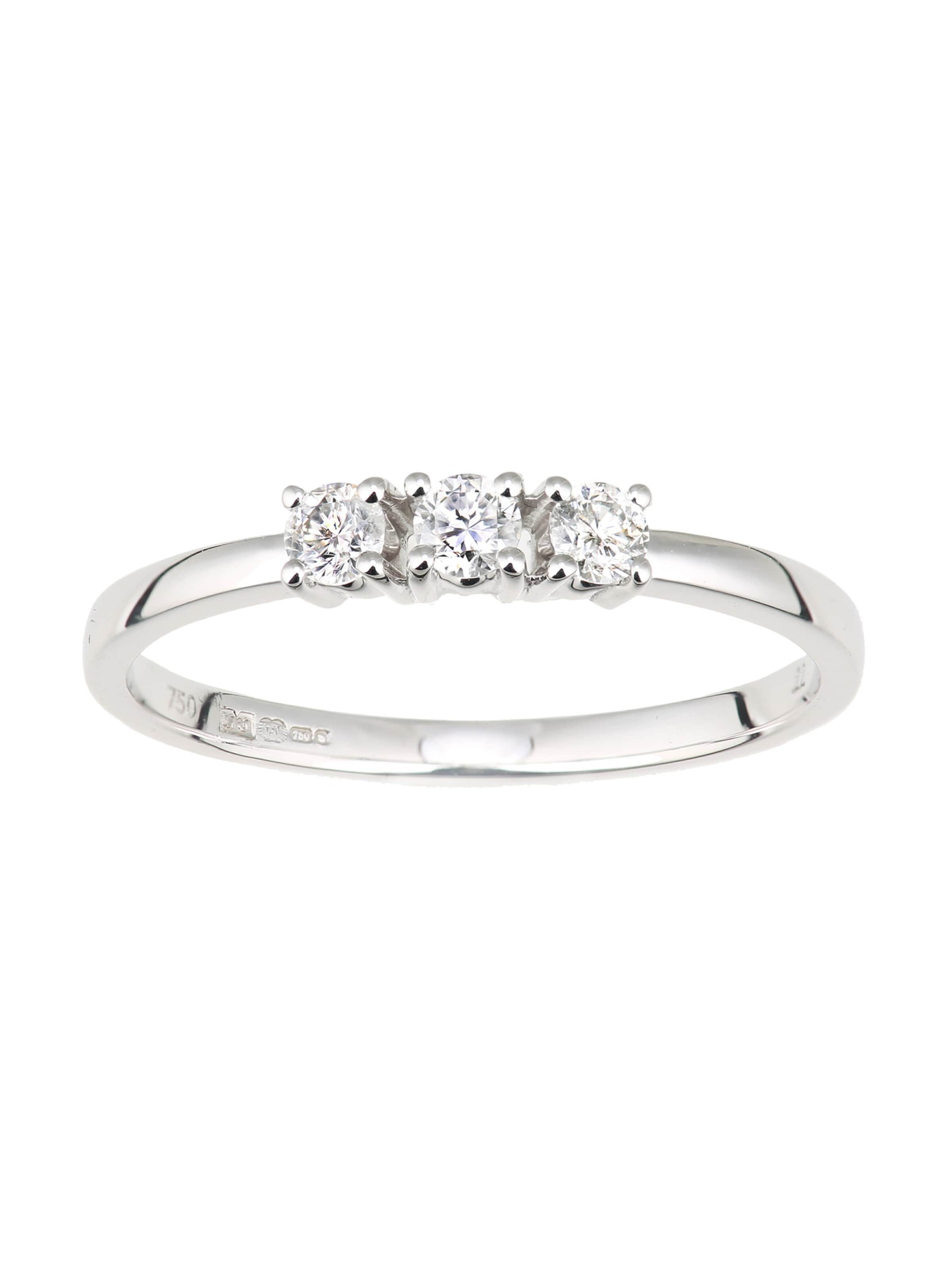 DIAMANT LETERNEL Ring 'Trilogie-Ring aus 750 Weißgold mit 0.2 Karat Diamant' in Gold: front