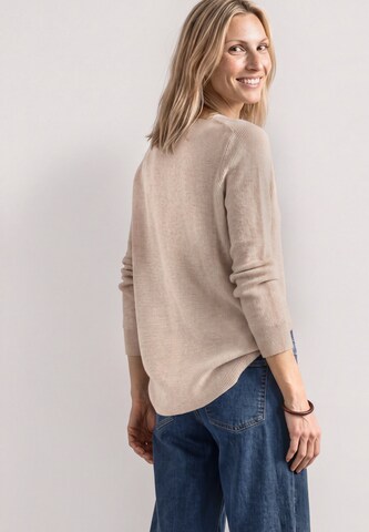 STREET ONE Langarm Pullover mit V-Ausschnitt in Beige