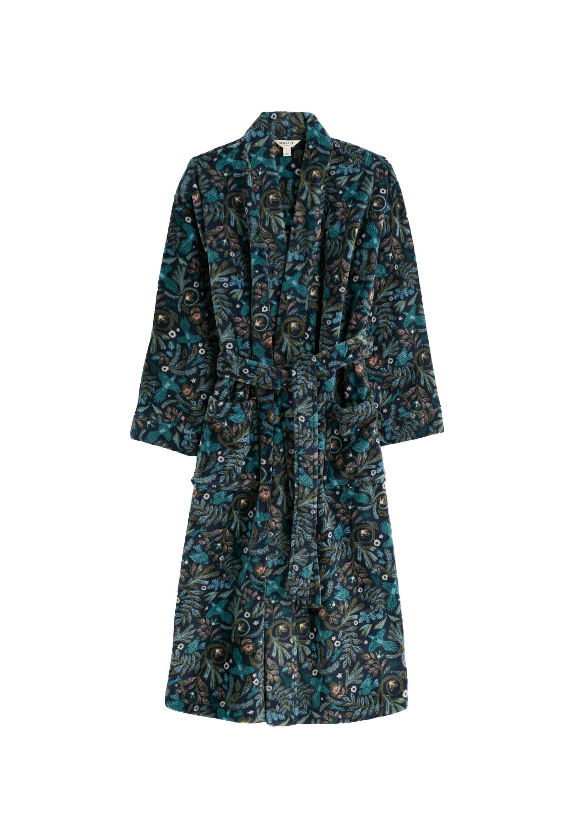 Seasalt Cornwall Ochtendjas ' Hushing ' in Blauw: voorkant