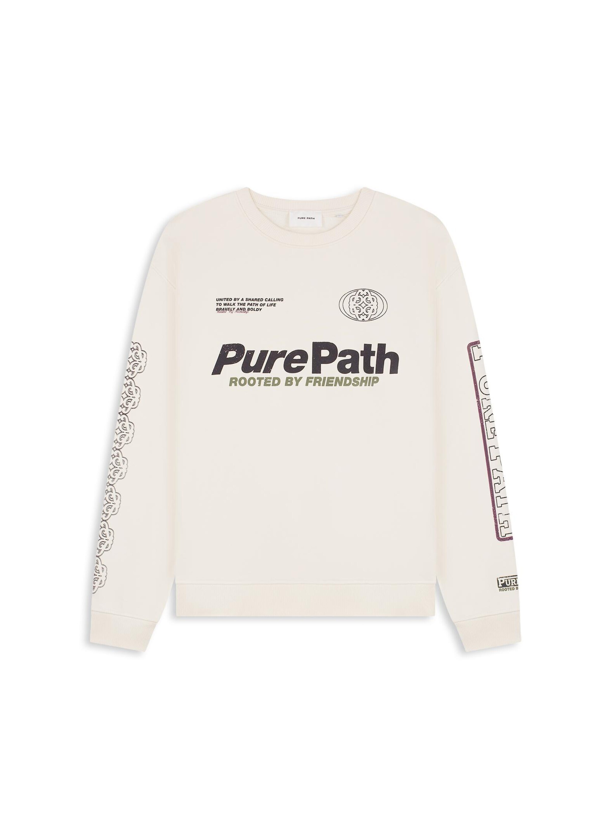 Sweat-shirt Pure Path en beige : devant