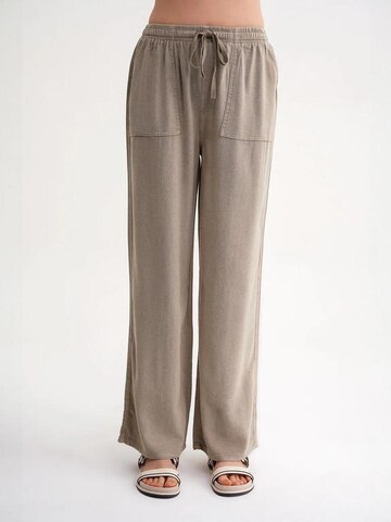 MixRay Wide leg Broek in Beige: voorkant