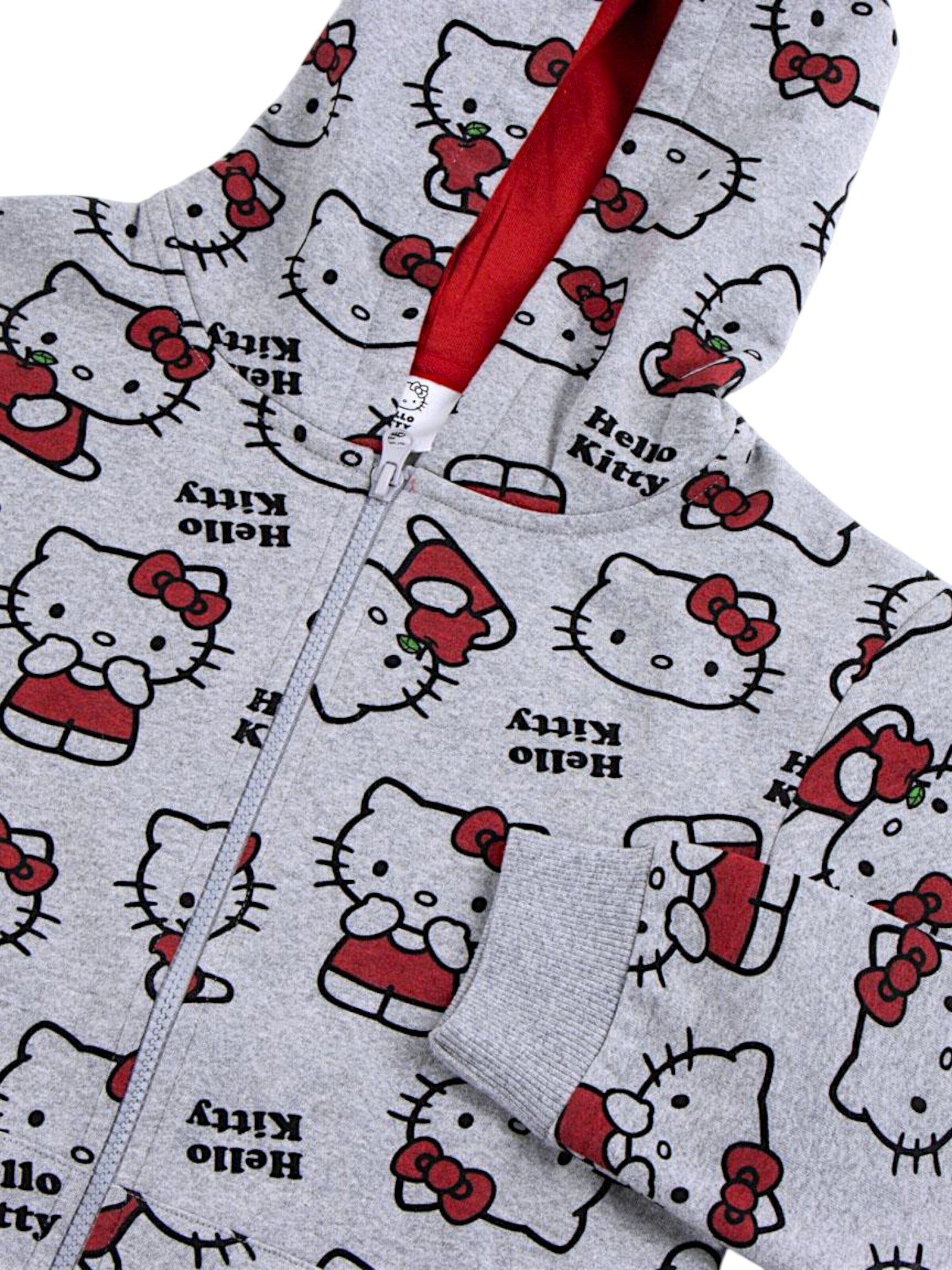 HELLO KITTY Zip-Up Hoodie 'Hello Kitty' in Grey