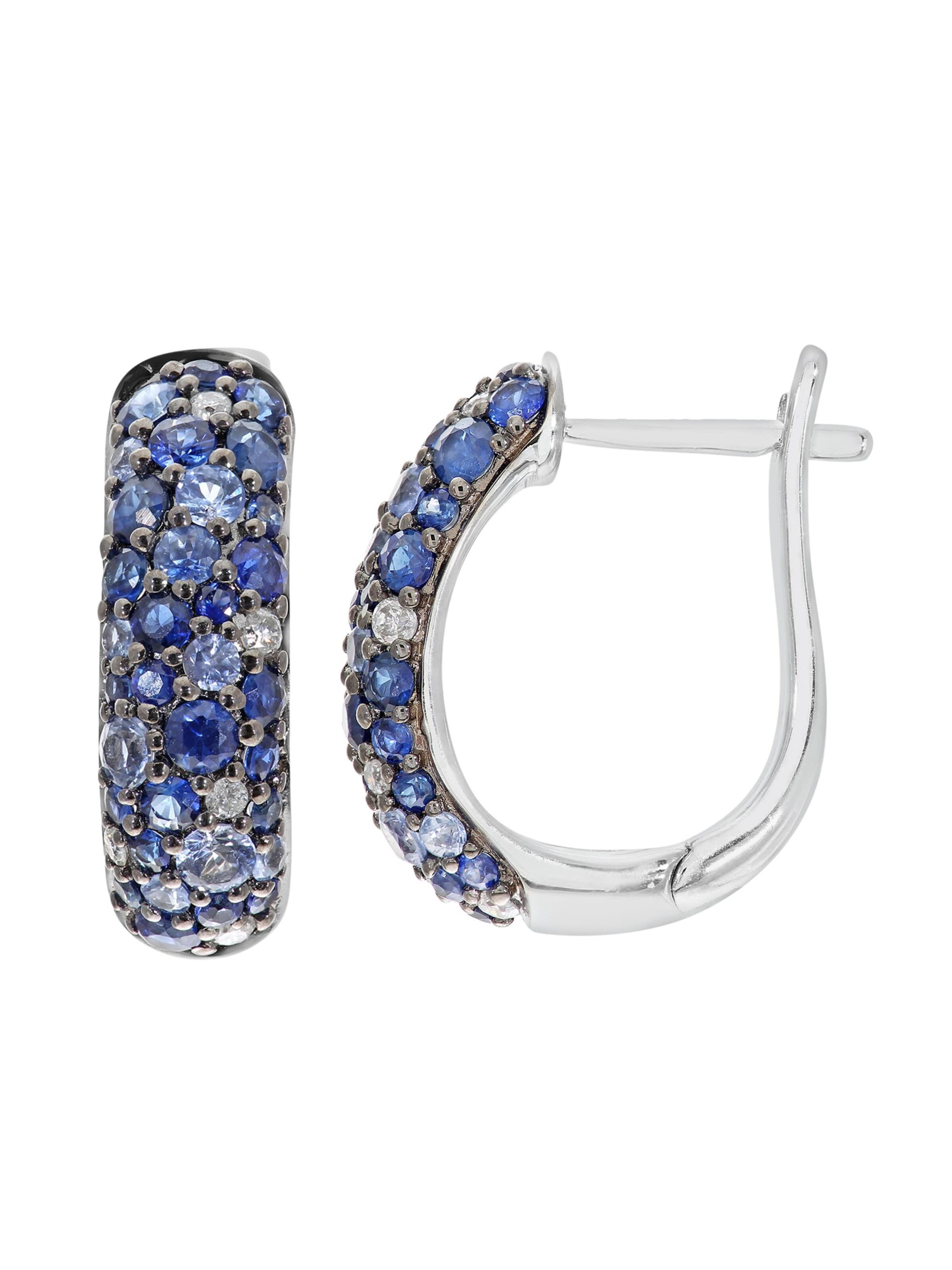 Orecchini 'Ohrringe aus 375 Weißgold mit Diamant mit Saphir' in One Size DIAMANT LETERNEL di colore argento, Visualizzazione prodotti