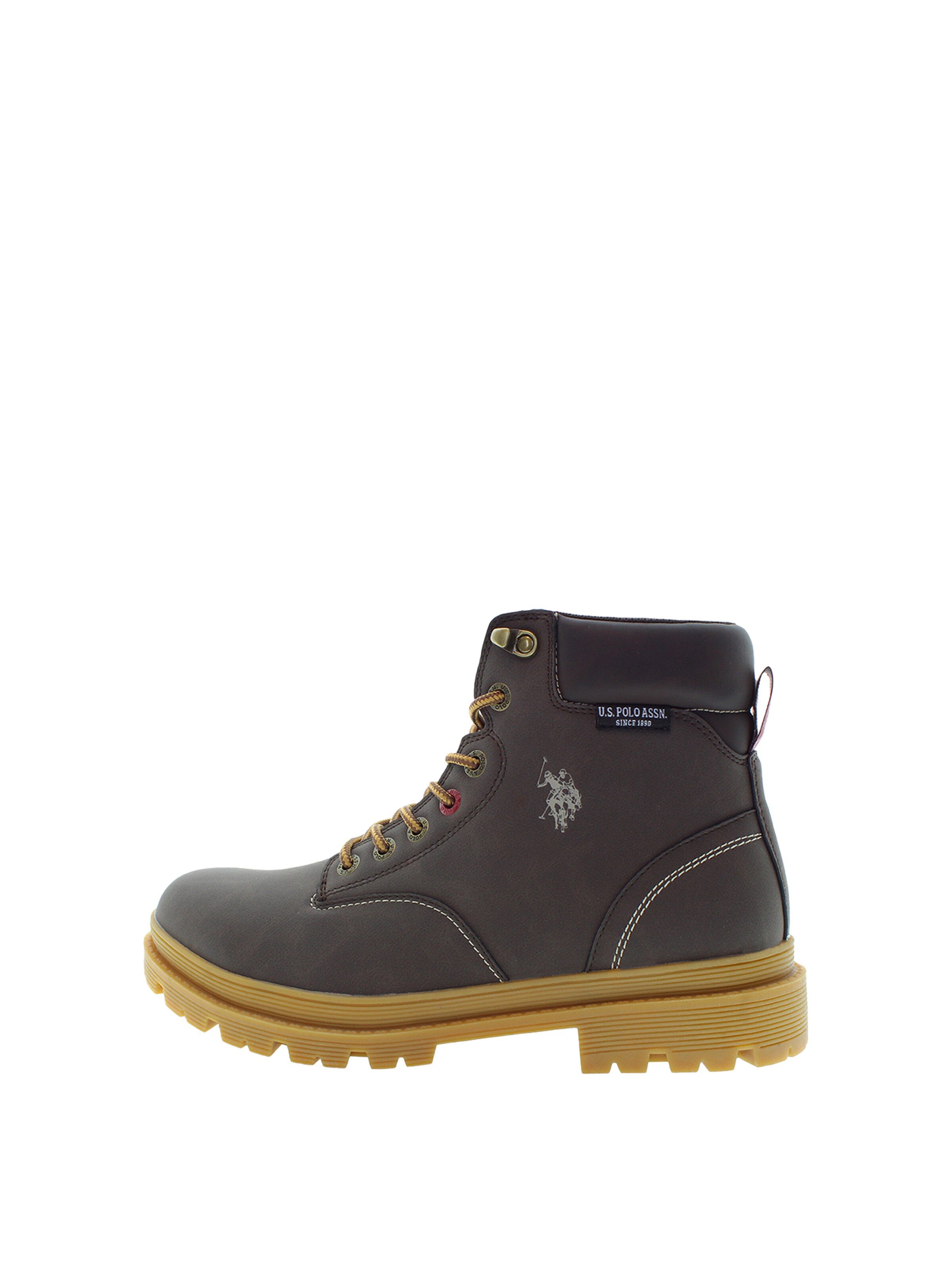 Boots stringati U.S. POLO ASSN. di colore marrone scuro / rosso / bianco, Visualizzazione prodotti