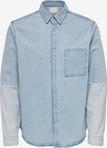 Only & Sons Regular fit Button Up Shirt 'Storm' in Blue: front