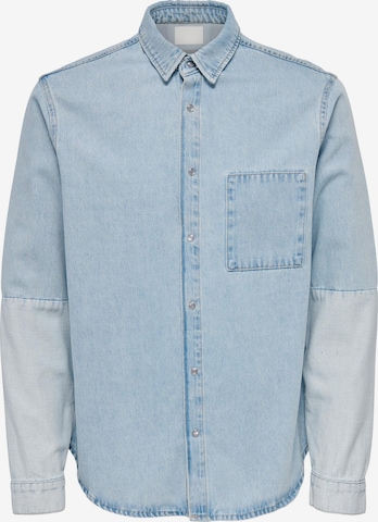 Coupe regular Chemise 'Storm' Only & Sons en bleu : devant