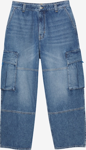 Pull&Bear Loosefit Cargojeans i blå: forside