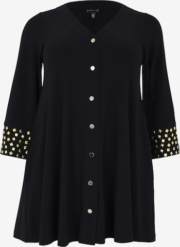 Yoek Between-Seasons Coat in Black: front