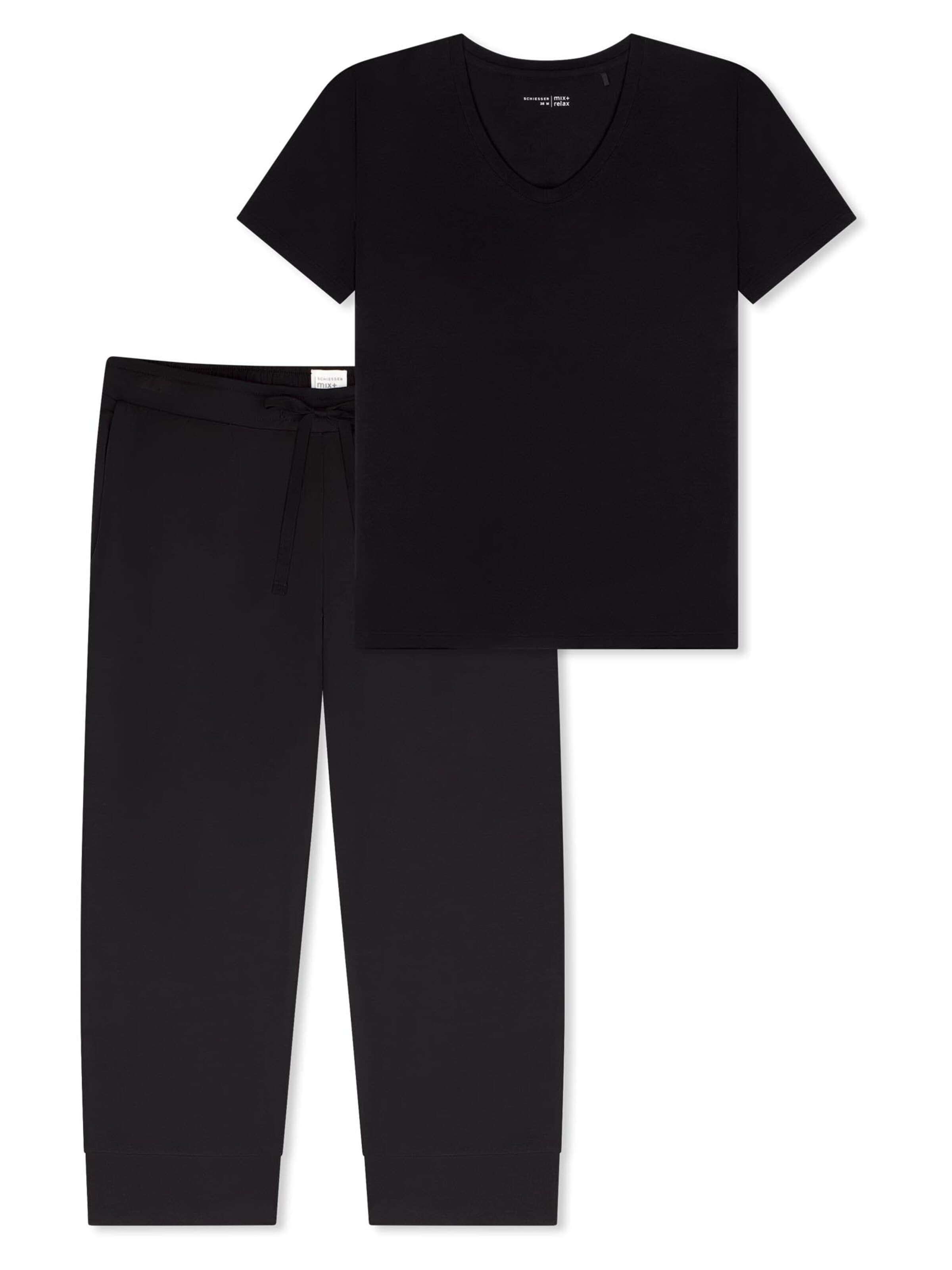 SCHIESSER Pyjama 'Mix & Relax'‌‌‌ in Schwarz: Vorderseite