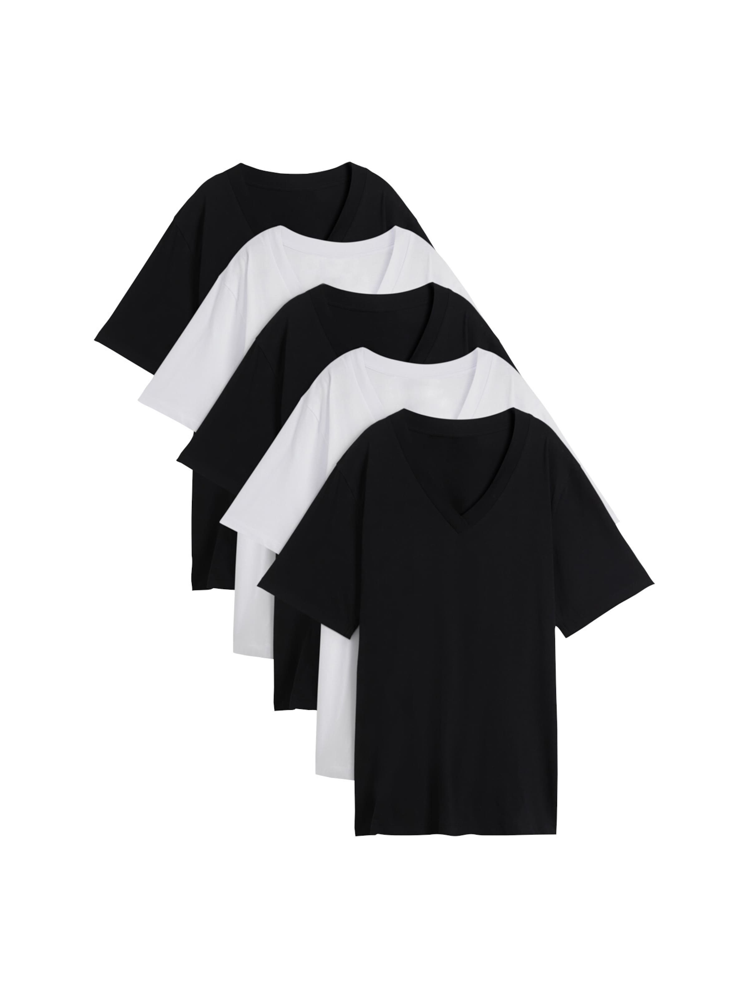 bonprix Longshirt (5er Pack) in Schwarz: Vorderseite