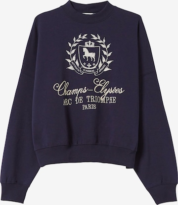 Sweat-shirt Bershka en bleu : devant