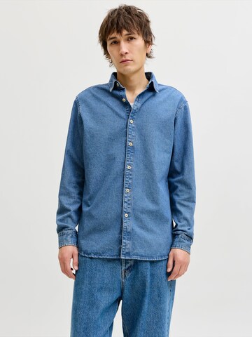 JACK & JONES Slim fit Button Up Shirt 'JJESTANLEY' in Blue: front