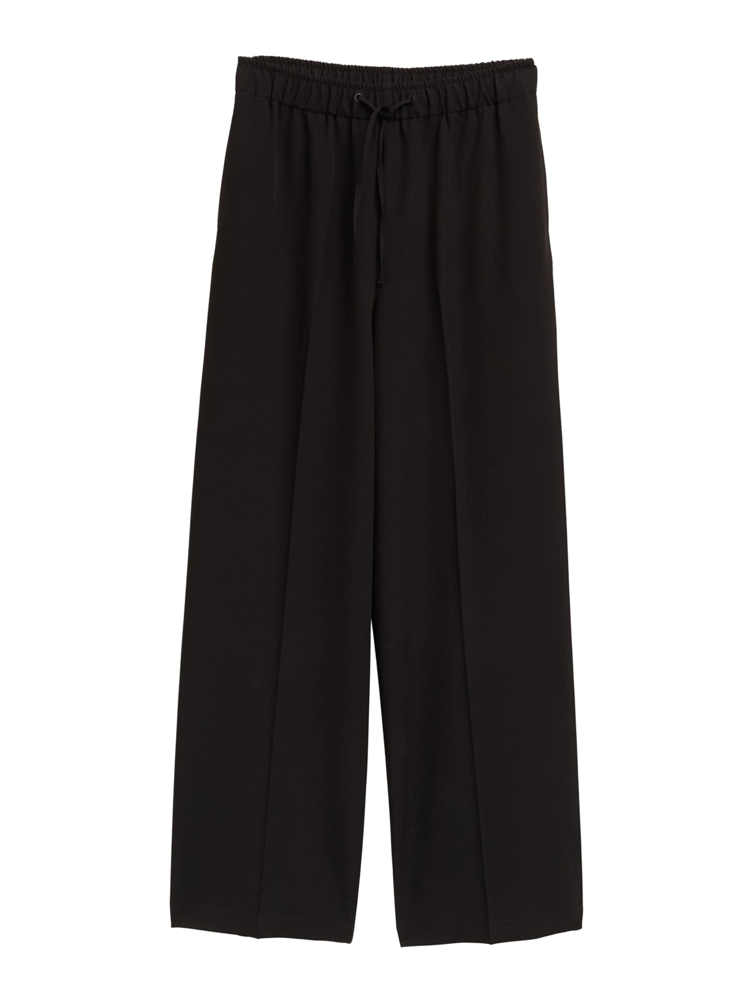 TOM TAILOR DENIM - Loosefit Calças com vincos em preto: frente