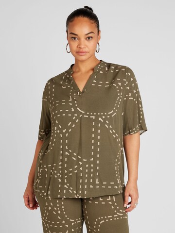 ONLY Carmakoma Blouse 'PHOEBE' in Groen: voorkant