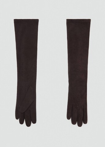 MANGO Full Finger Gloves 'Gildas' in Brown