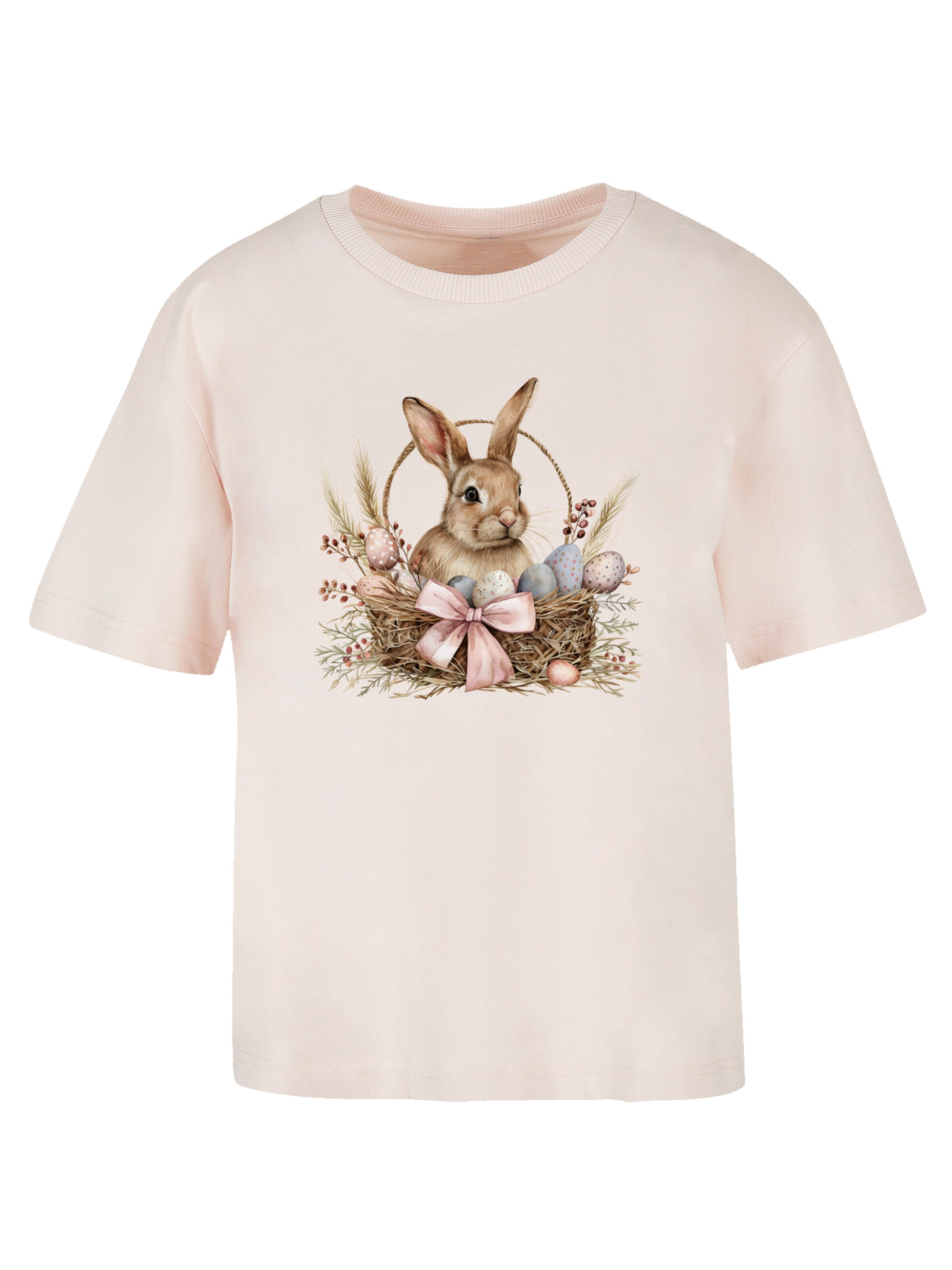 F4NT4STIC Shirt 'Osterhasen Korb Dekor' in Roze: voorkant
