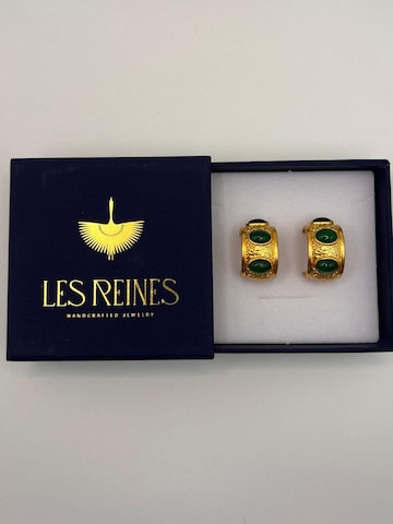 Boucles d'oreilles 'Emerald Crown Hoops' Les Reines en or