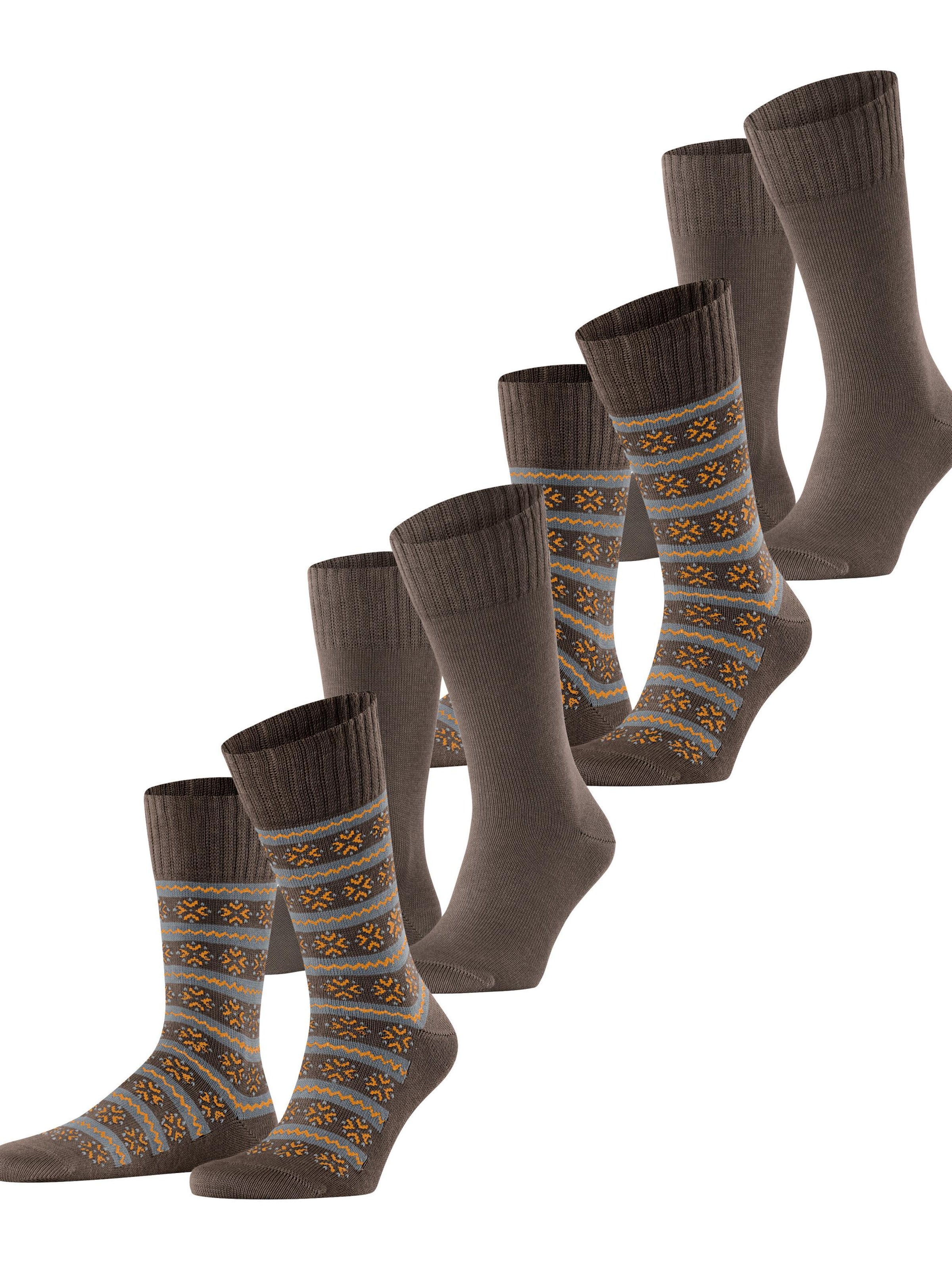 ESPRIT Socks 'Scandi Norwegian 4-Pack' in Brown: front