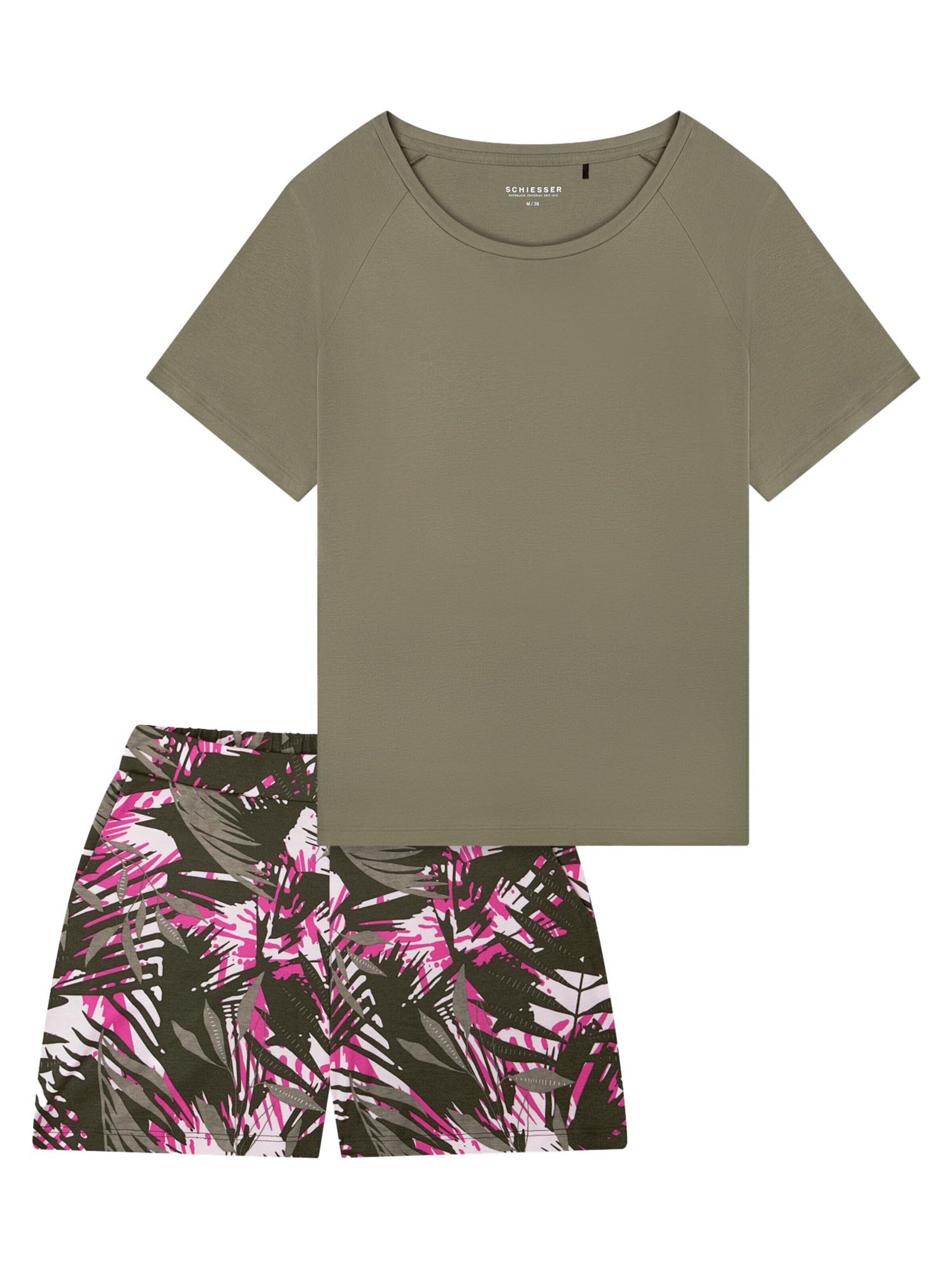 SCHIESSER Pyjama 'Modern Nightwear' in Groen: voorkant