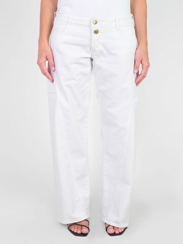 Le Temps Des Cerises Loosefit Jeans 'Lauryn' in Wit: voorkant