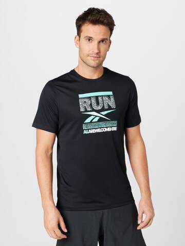 T-Shirt fonctionnel Reebok en noir : devant