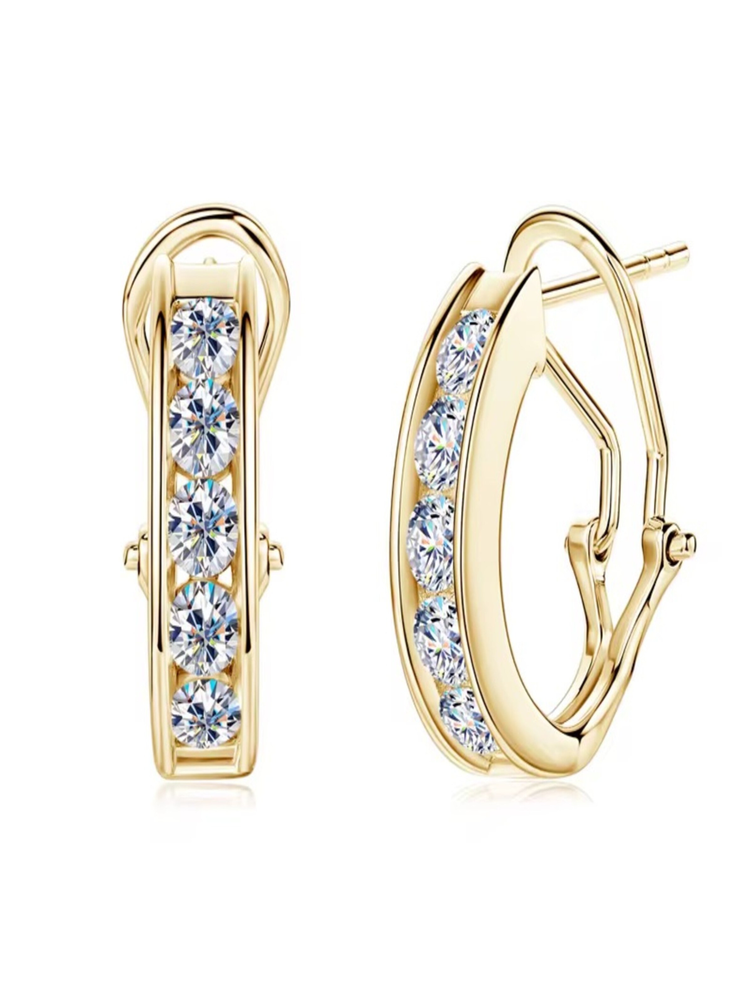 ROUGEMONT Jewellery Earrings 'Funkelnde Moissanit Creolen Ohrringe' in Gold: front