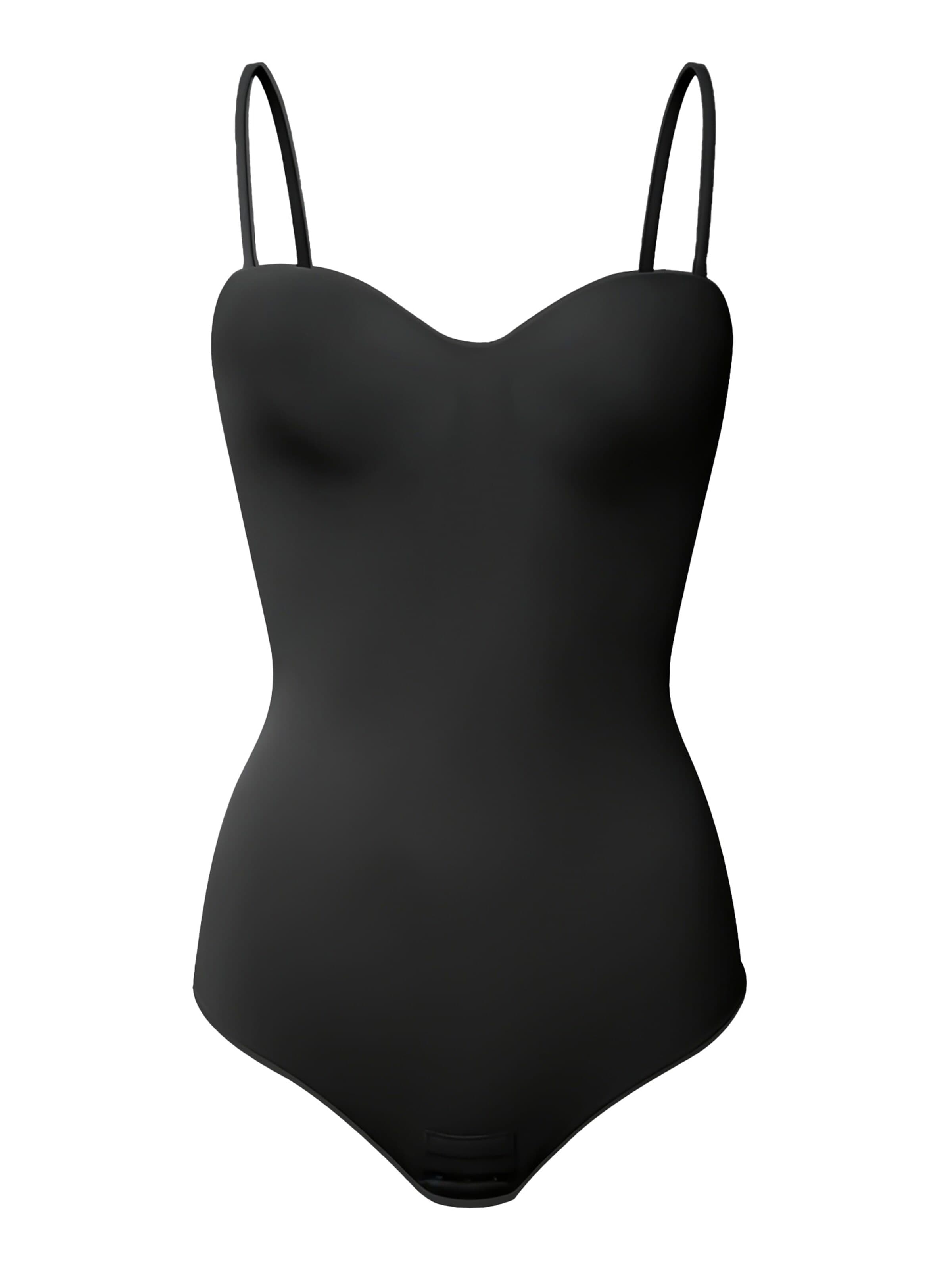 cfab - Body moldeador 'Push-Up integrierter Bodysuit mit String' en negro: frente