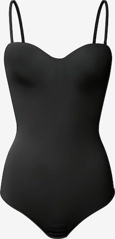 cfab - Body moldeador 'Push-Up integrierter Bodysuit mit String' en negro: frente