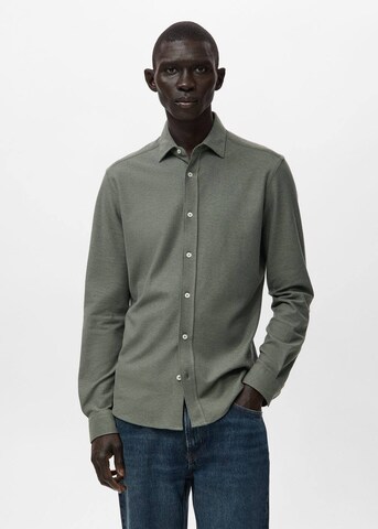 MANGO MAN Regular fit Button Up Shirt 'Pique' in Green: front