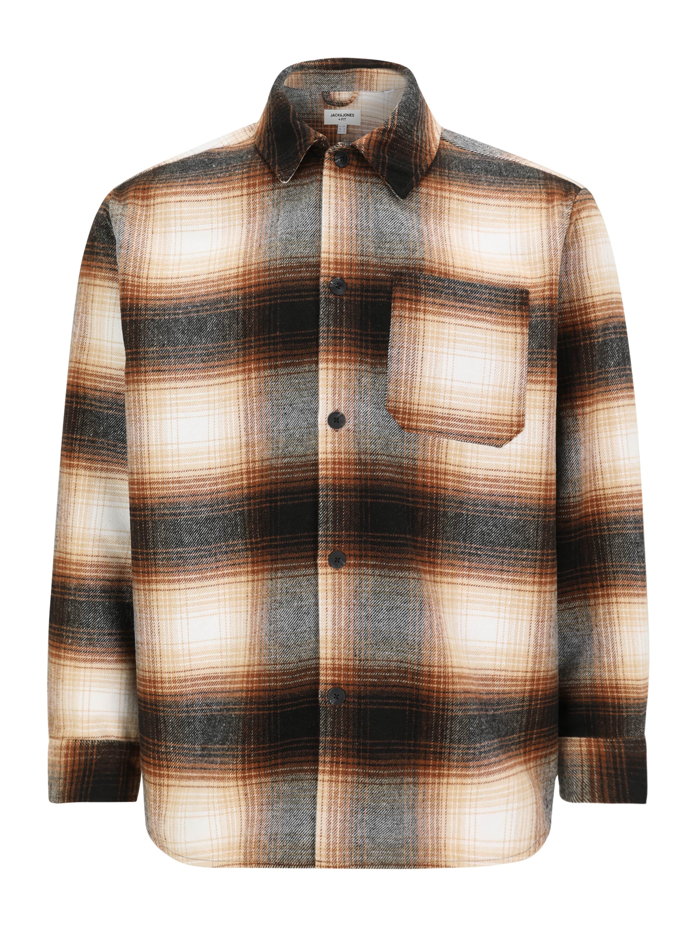 Jack & Jones Plus Comfort fit Button Up Shirt 'JJZAC' in Brown: front