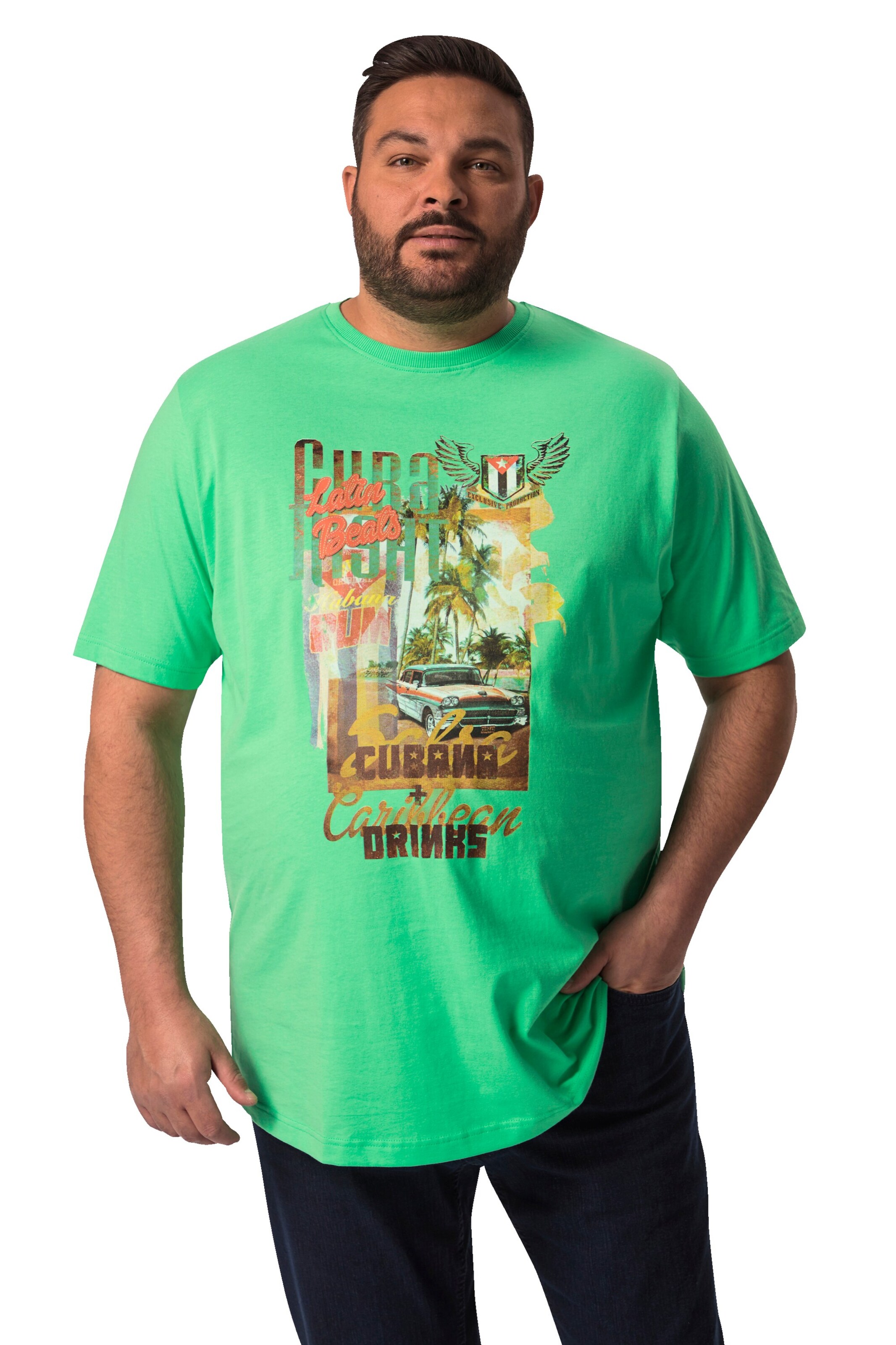 Men Plus Shirt in Blauw: voorkant