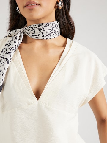 SELECTED Tunika 'SLFCALA SS V-NECK TOP EX' i beige