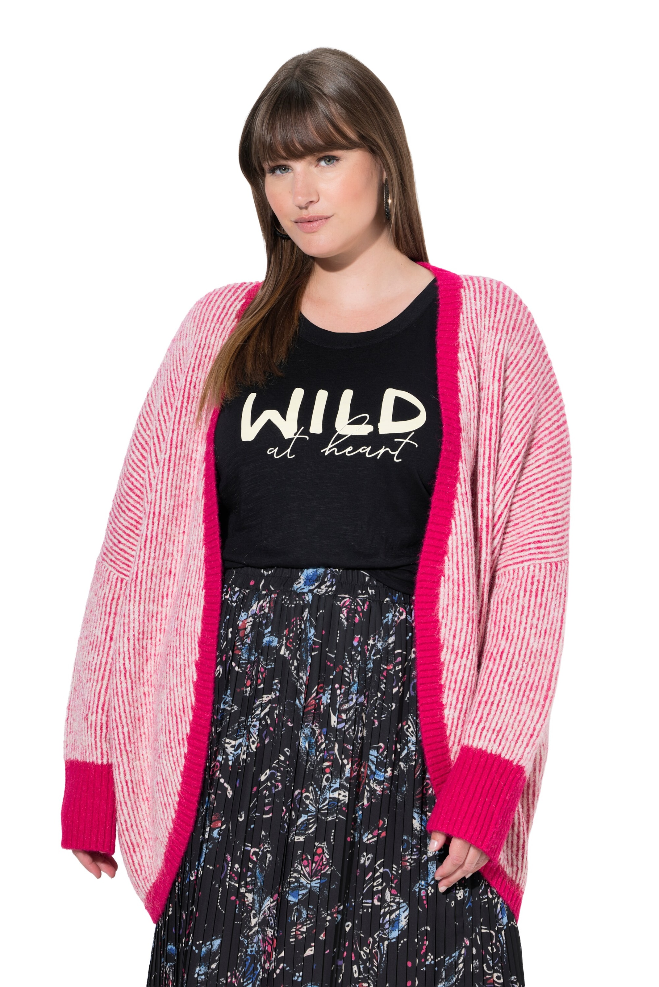 Ulla Popken Knit cardigan in Pink: front