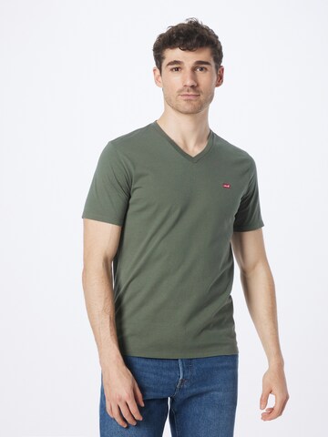 LEVI'S ® Majica 'Housemark V Neck Tee' | zelena barva: sprednja stran