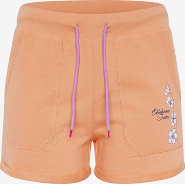 Oklahoma Jeans Regular Sweatshorts ' mit kleinem, floralem Print ' in Orange: predná strana