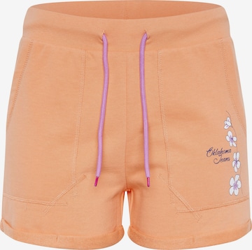 Oklahoma Jeans Pants ' mit kleinem, floralem Print ' in Orange: front