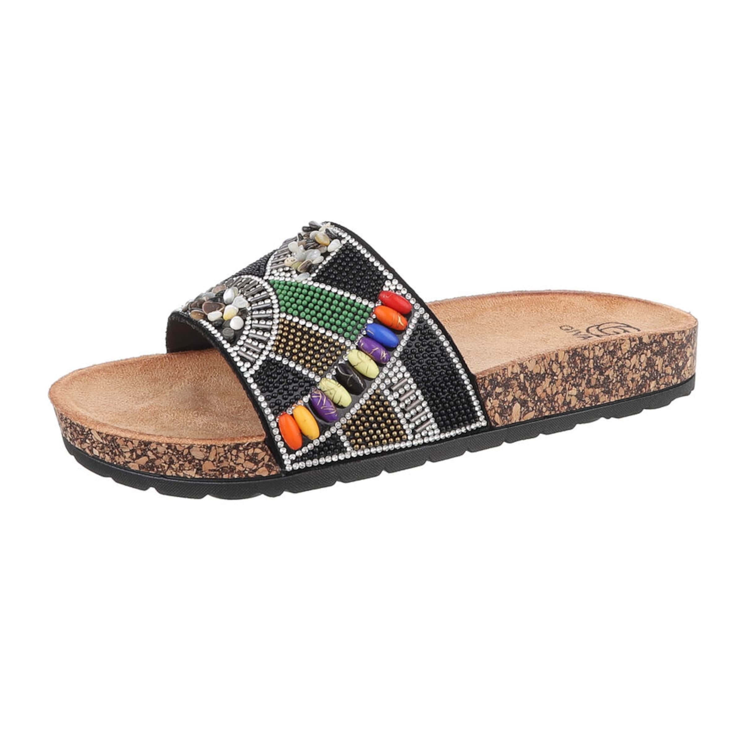 Ital-Design Pantolette in Schwarz: Vorderseite