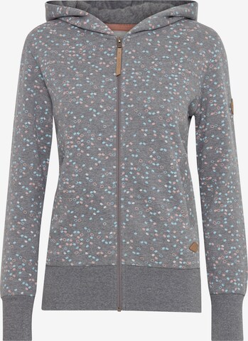 Oxmo Zip-Up Hoodie in Grey: front