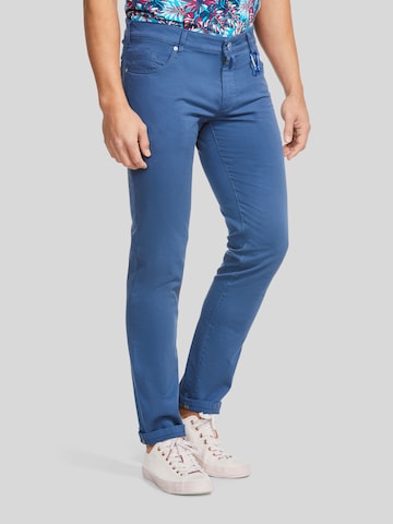 MEYER Slim fit Chino trousers in Blue: front