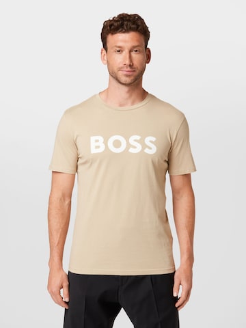 BOSS Orange Тениска 'Thinking 1' в бежово: отпред