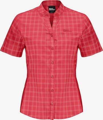 JACK WOLFSKIN Athletic Button Up Shirt 'NORBO' in Red: front