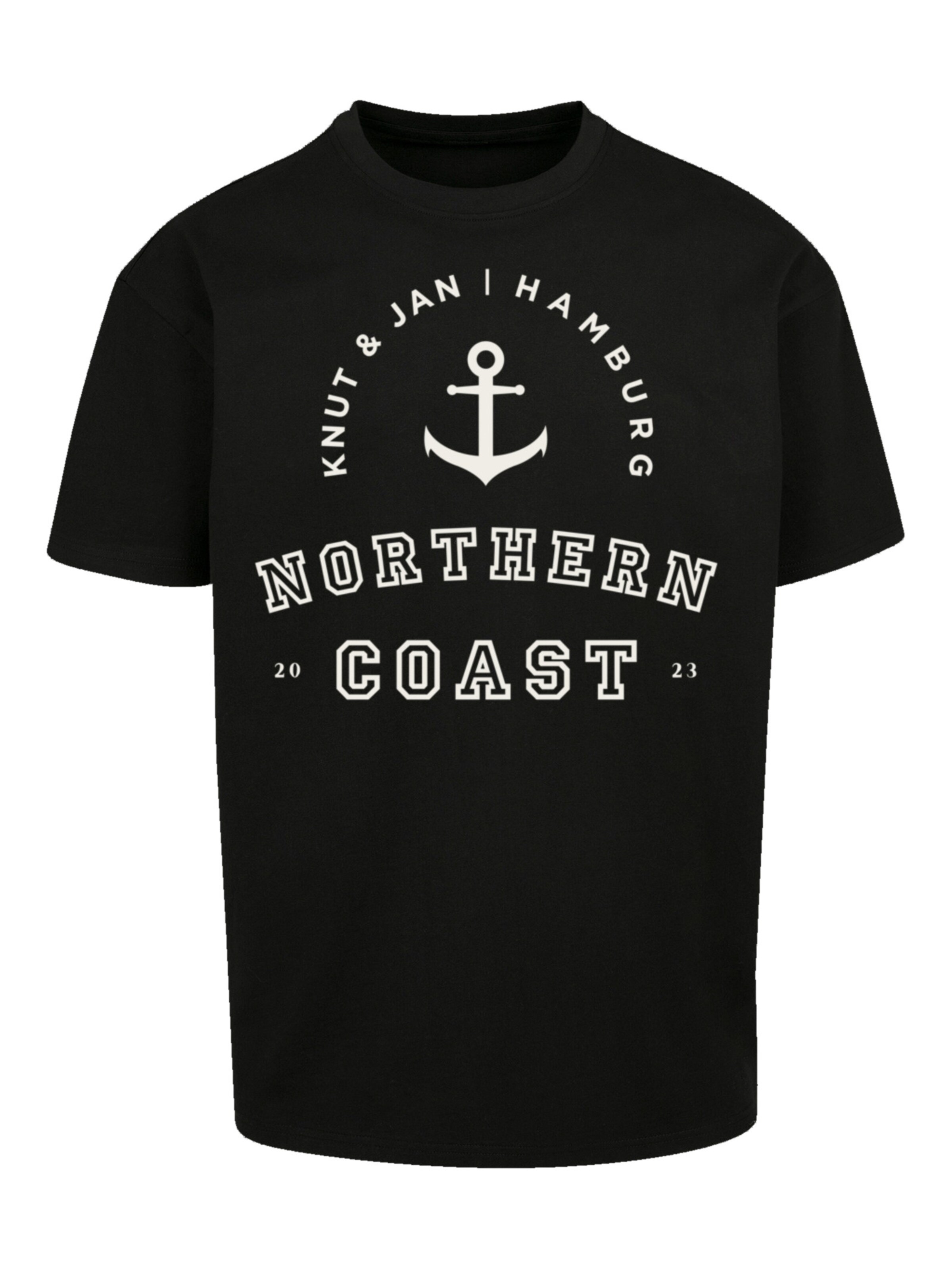 F4NT4STIC Shirt 'Northern Coast Nordsee Knut & Jan Hamburg' in Zwart: voorkant