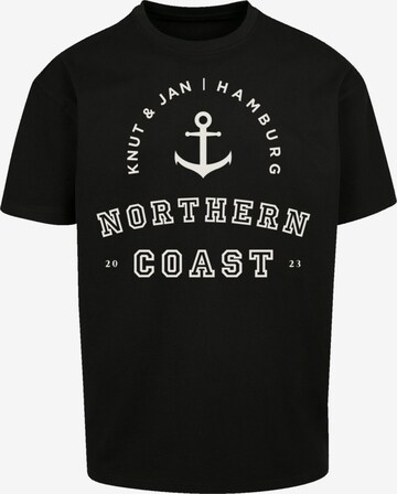 F4NT4STIC Shirt 'Northern Coast Nordsee Knut & Jan Hamburg' in Zwart: voorkant