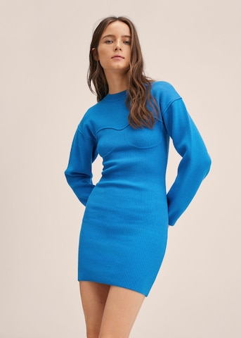 MANGO Gebreide jurk 'Gabi' in Blauw: voorkant