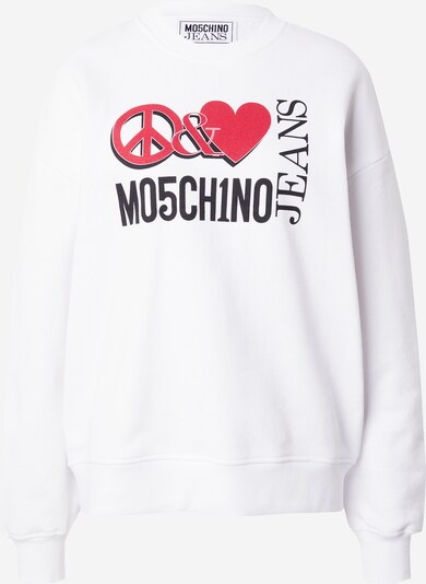 Moschino Jeans Sweater majica u svijetlo crvena / crna / bijela, Pregled proizvoda