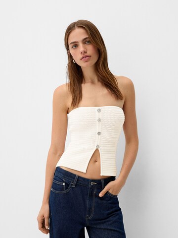 Bershka Broderad topp i beige: framsida