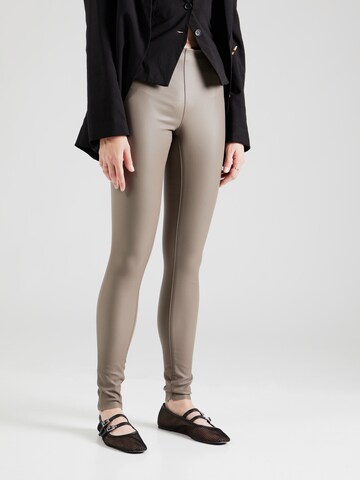 OBJECT Skinny Leggings 'OBJBELLE' i brun: framsida