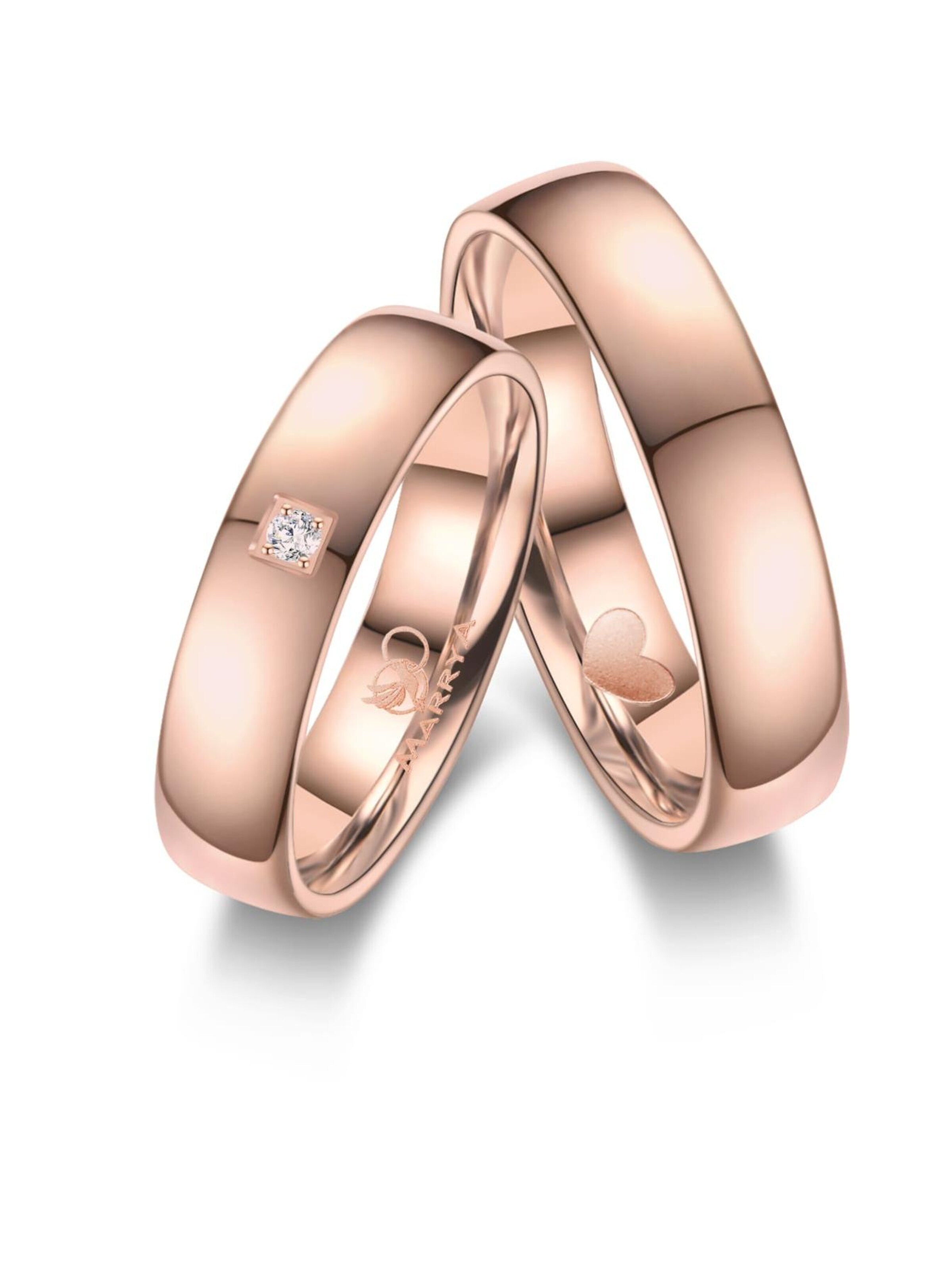 MARRYA Ring 'MARRYA ES-31 Ehering aus Edelstahl - Rosé gold plattiert' in Pink: front